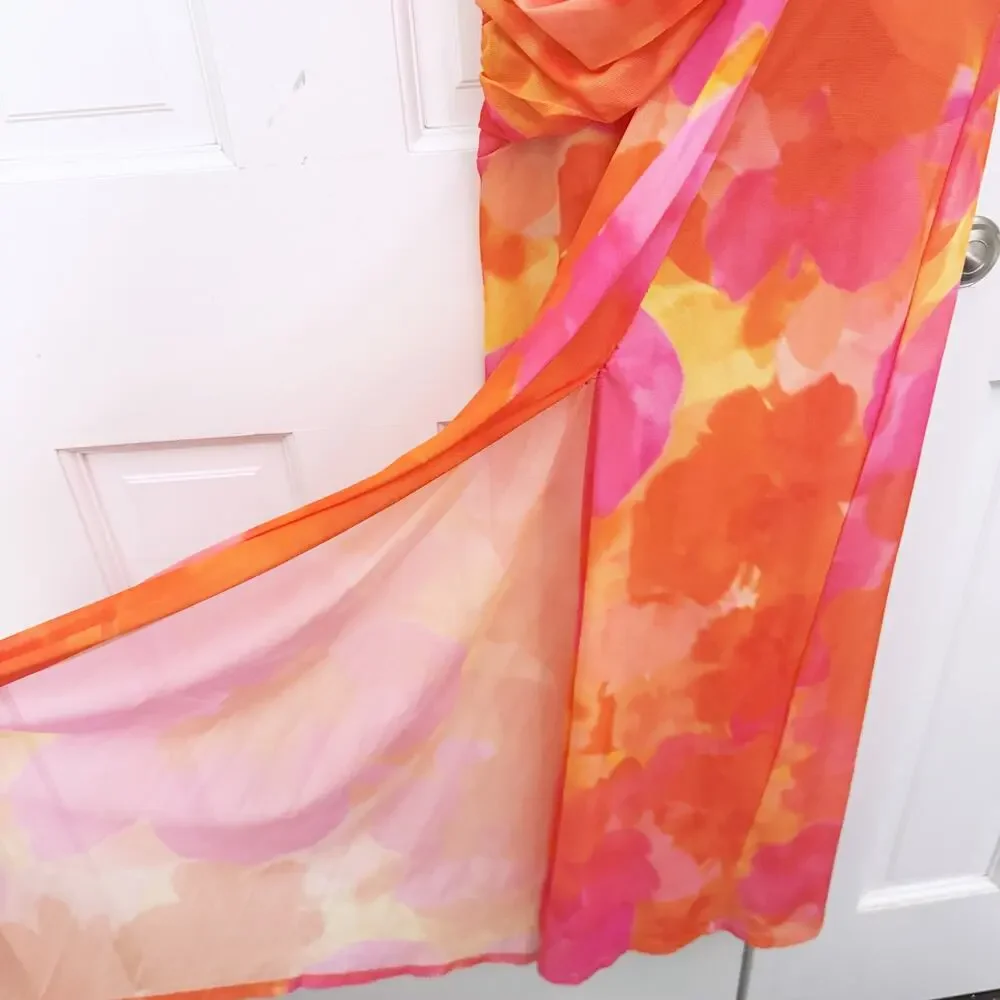 RUNAWAY THE LABEL Olivia Maxi Dress Orange Floral - Picture 10 of 14